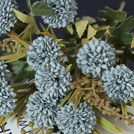 Artificial Flower Ball 5 Head Realistic UV Resistant Fake Chrysanthemums
