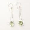 Oval Green Amethyst Gemstone Sterling Silver Wife Gift Dangle Earrings Jewelry EE-136-19