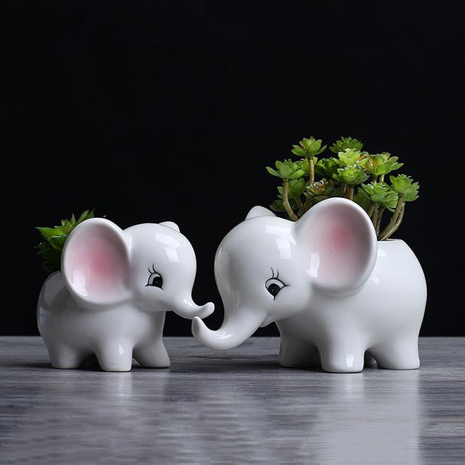 Dropshipping Succulent Pots Elephant Flower Pots Ceramic Succulent Planter Plant Window Boxes for Indoor Outdoor Cactus