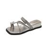 Wedge Heel Beautiful Set of Toe Cool Slippers Women's Summer Wear New with Skirt Rhinestone Beach Flip-flops Sandals