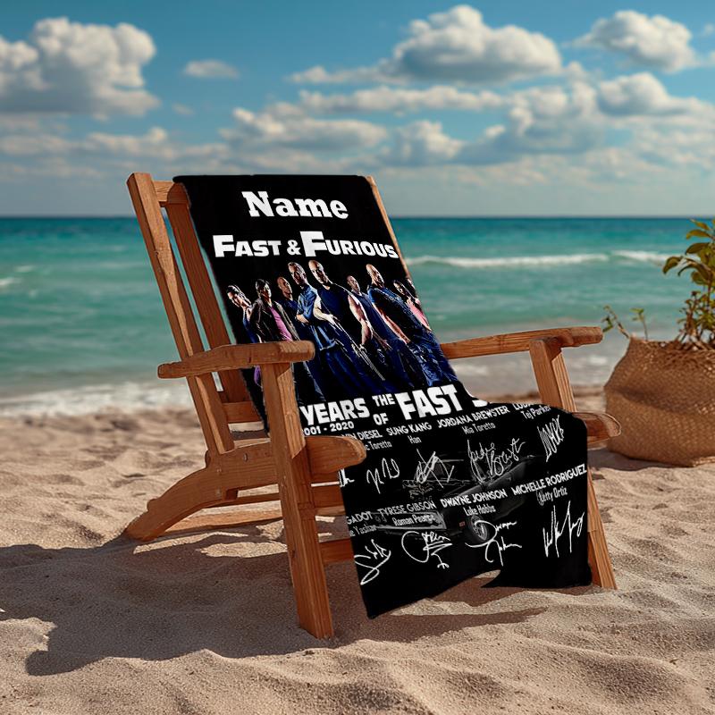 Custom Name Ultra-Soft Beach Towel with Fast & Furious Theme,Ideal for Pool - Camping, Diving - Perfect Travel Essential, Vibrant Beach Towel.