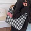 Large Capacity Houndstooth Bag for Women New Fashion Versatile Tote Bag for Women Ins Student Canvas Shoulder Bag