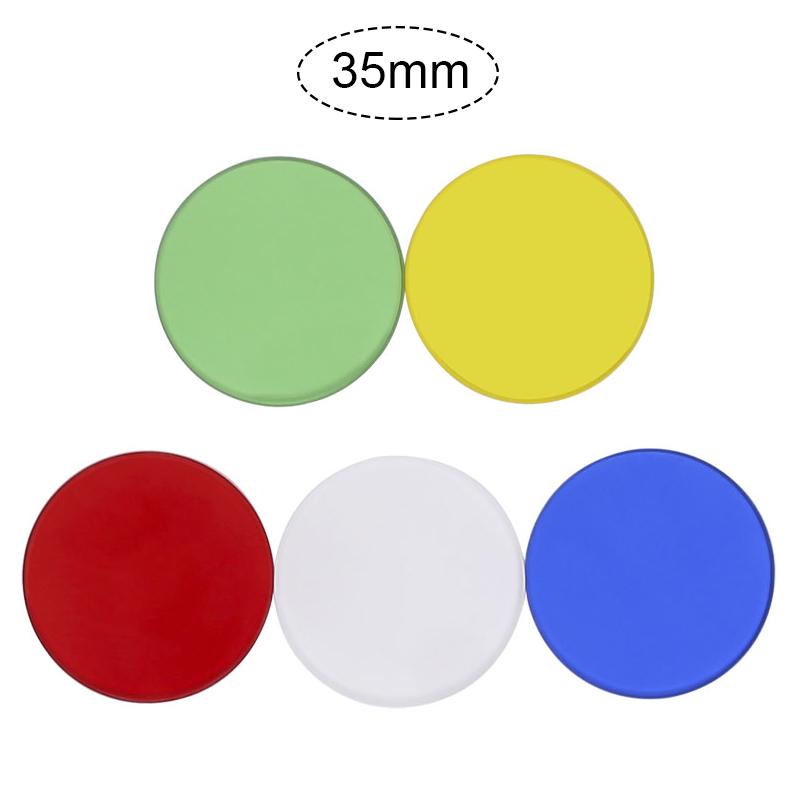 5 Pieces Microscope Filters 32 35 42 45mm Diameter Biological Microscope Accessories Green Blue Yellow White Red Optical Glass