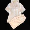 Sweet Little Fruit Ice Silk Pajamas Women'S Summer Short-Sleeved Trousers Lace Princess Wind Pure Desire Loungewear Real Shot