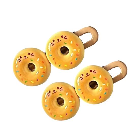 

2Pcs Girl Hairpin Stable Grip No Damage Donut Shape Hair Clip 3D Texture Photogenic Side Bangs Hair Pins света кофе