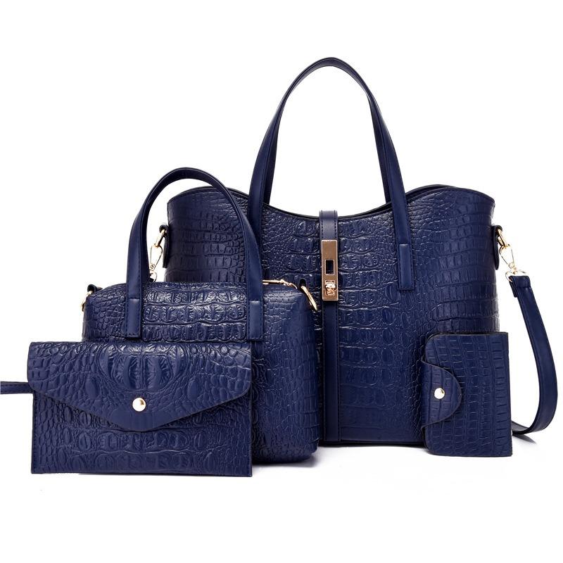 Bag Women's Fashion Women's Shoulder Bag Crocodile Pattern Handbag Crossbody Bag Three-piece Set Mother and Child Bag Hand Carry