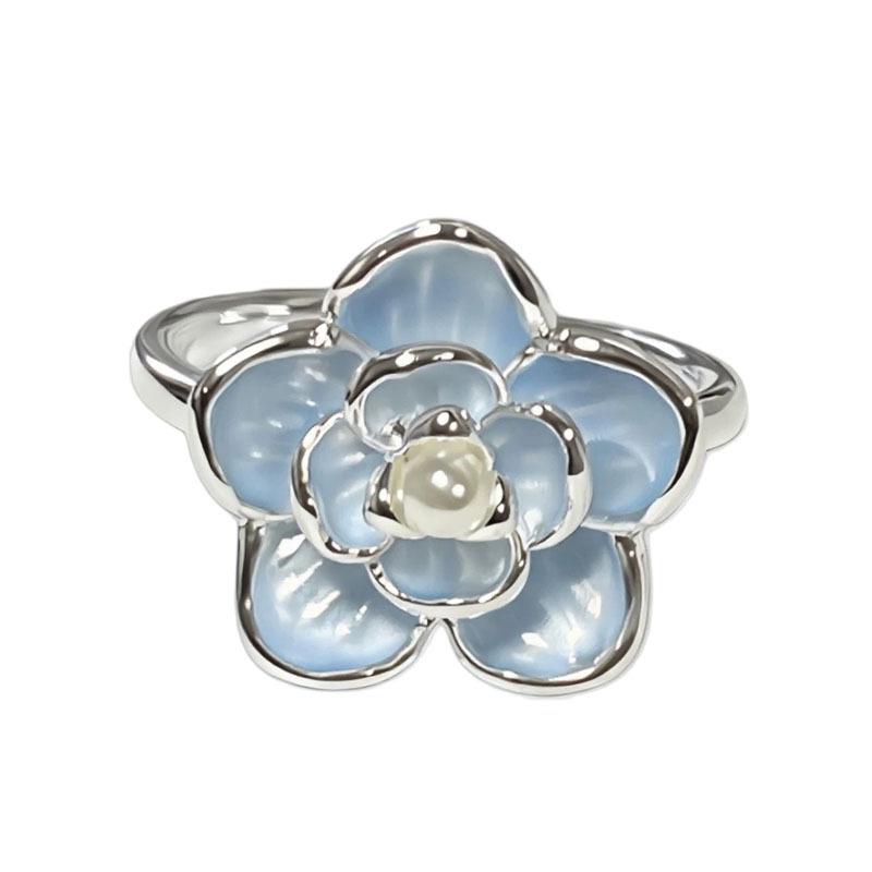 Elegant Watercolor Gradient Enamel Flower Ring for Women – Fashionable, Artistic Style, Index Finger Accessory, Light Luxury & Versatile Design.