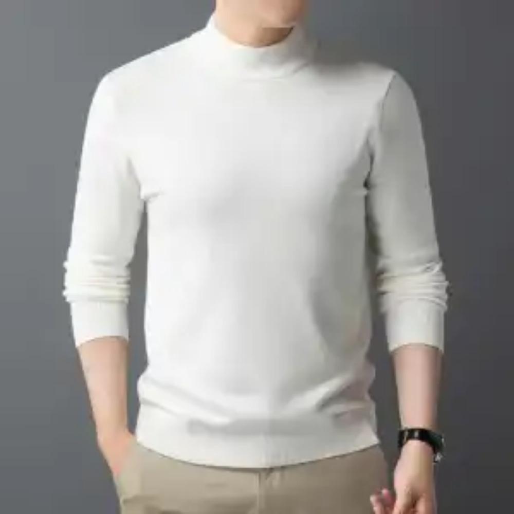 Retro Chic Men's Semi Pullovers High Street High Neck Casual Trend Korean Solid Color Niche Interior Vintage All-match Sweaters