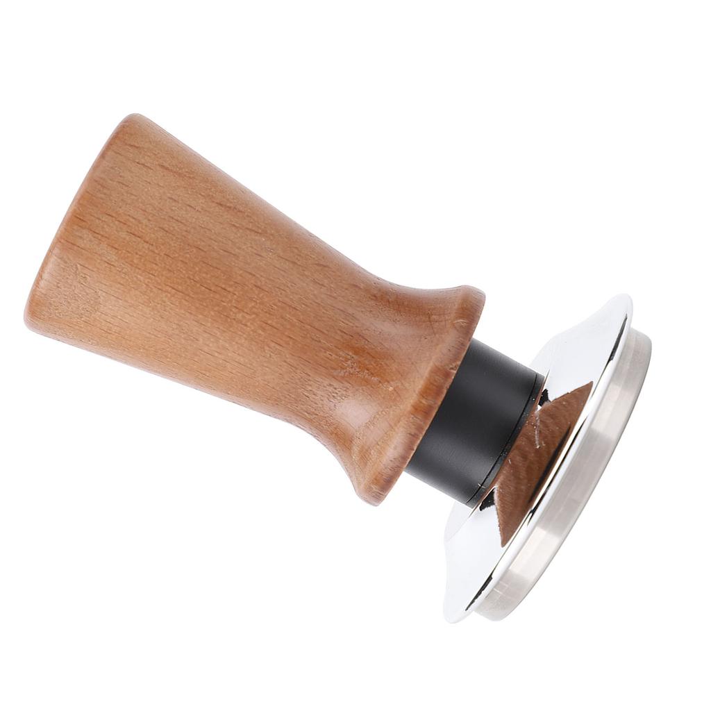 Coffee Tamper Solid Wood Handle Stainless Steel Flat Bottom Constant Force Coffee Press for Home