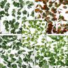 Artificial Ivy Leaf Rattan Creeper Leaves Vine Hanging Garland DIY Fake Flowers Plants for Garden Wedding Party Home Decor 2.4m