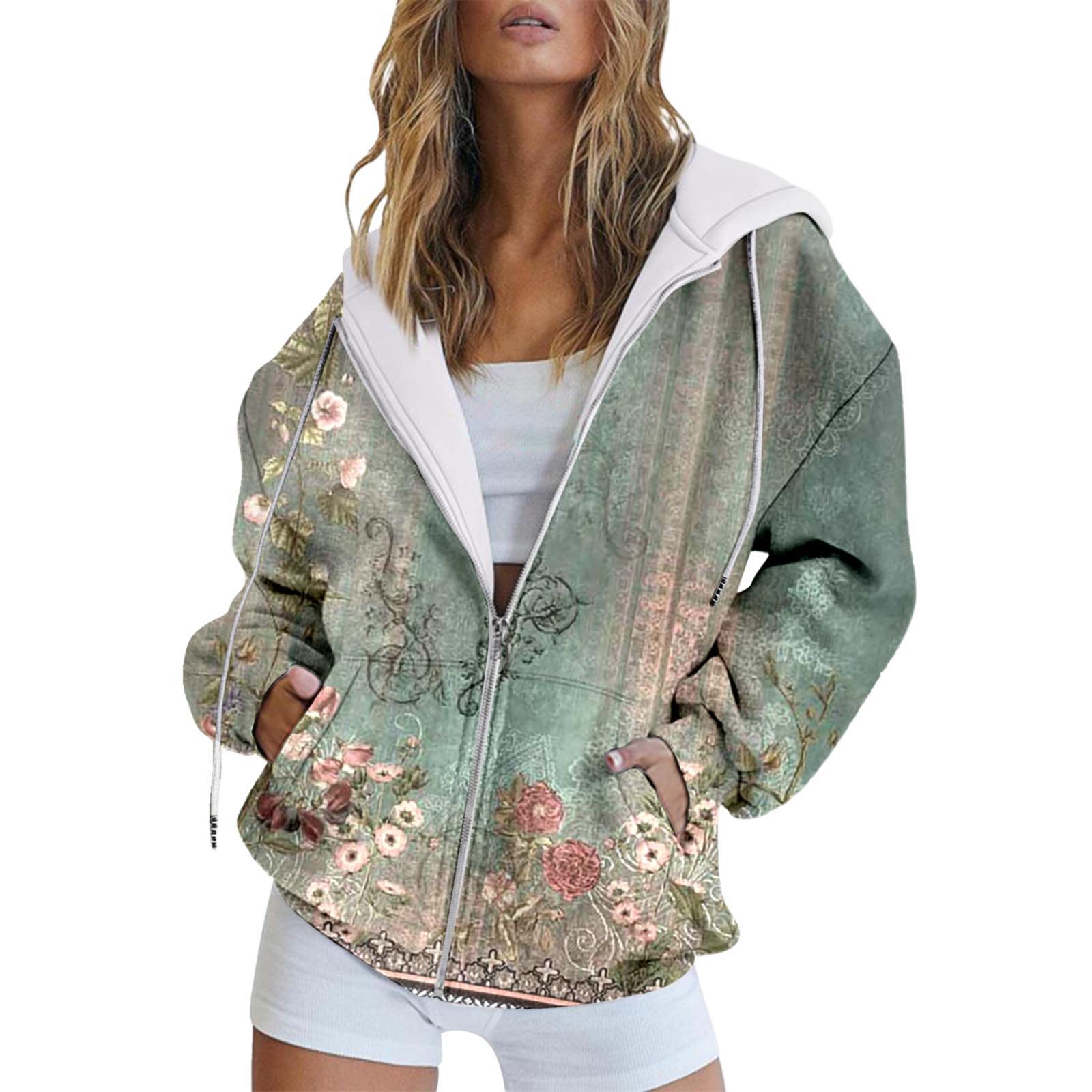 

Зимняя толстовка с капюшоном с принтом, спортивная одежда, пальто для женщин, толстовки с капюшоном на молнии и 3D-карманом, осенняя женская одежда XL