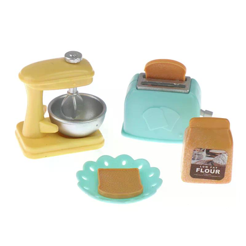 1:12 Domek dla lalek Mini maszyna do chleba Toster Trzepaczka Ważenie talerza Zestaw kuchenny do żywności
