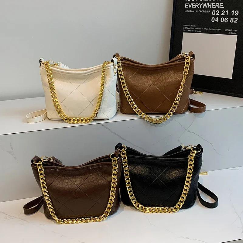 Premium Soft Leather  Bucket Bag Autumn Fashion Chain Versatile Single Shoulder Light Practical Bag
