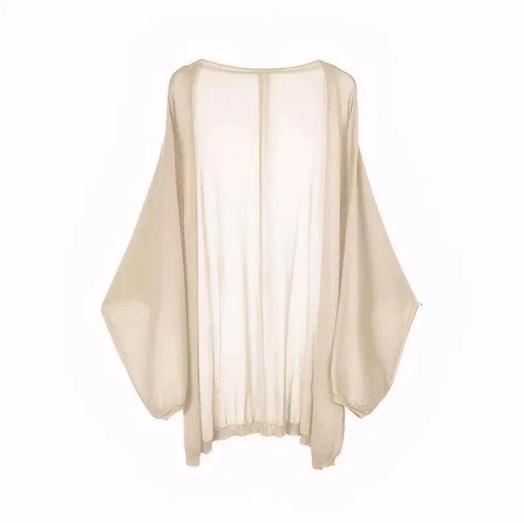 Women's Summer Sun Protection Loose Knit Cardigan - Korean Style, Long Sleeve, Casual Air Conditioning Cover-Up.
