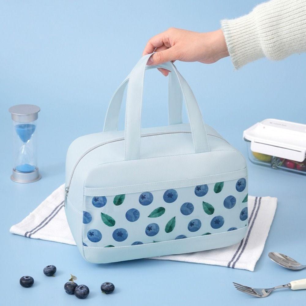 Aluminium Foil Fruit Printed Lunch Bag Leak-Proof Food Storage Pouch Insulated Cooler Bag  School