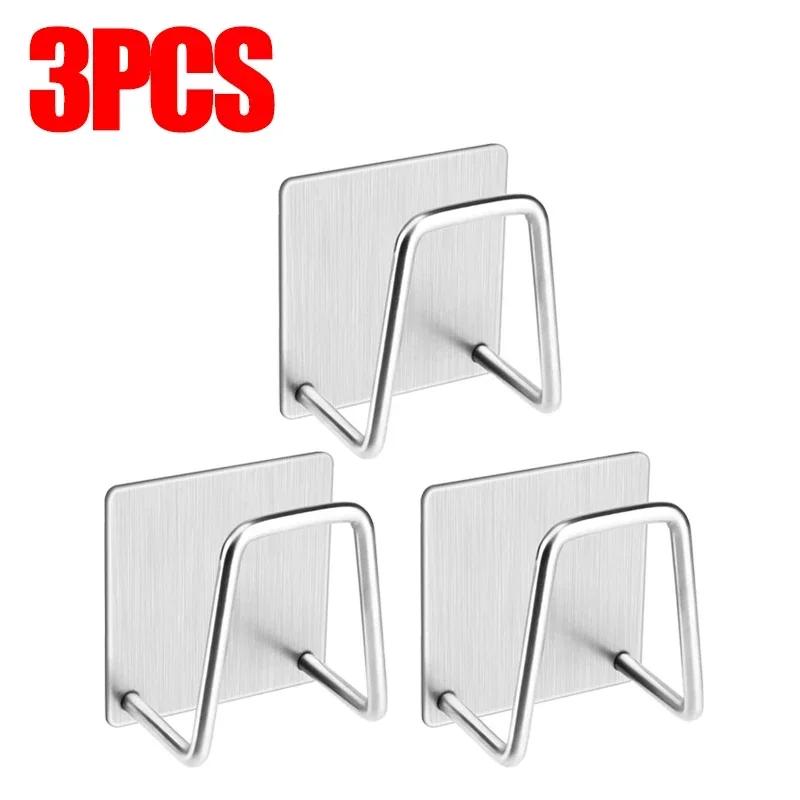 1/10pcs Kitchen Stainless Steel Sink Sponges Holder Self Adhesive Drain Drying Rack Shelf Household Wall Hooks Storage Organizer