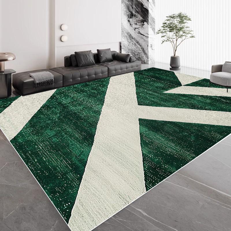 Light Luxury Green Geometric Large Living Room Carpet Modern Home Decoration Bedroom Rugs Soft Non-slip Lounge Sofa Floor Mats