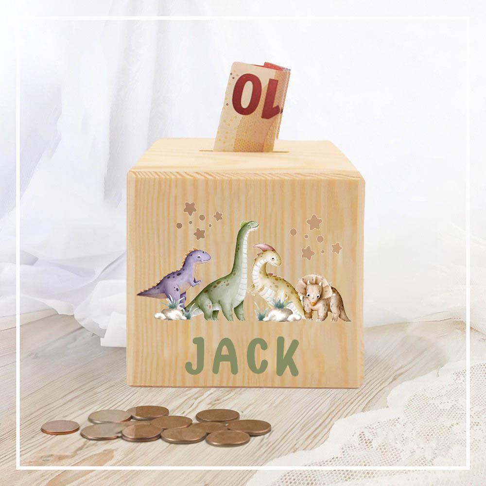 Personlig Sparebøsse Dyr med Navn Barn Sparebøsser Myntsamlingsboks Tre Myntsparebøsse Barn Bursdag Dåp Dusj Gave