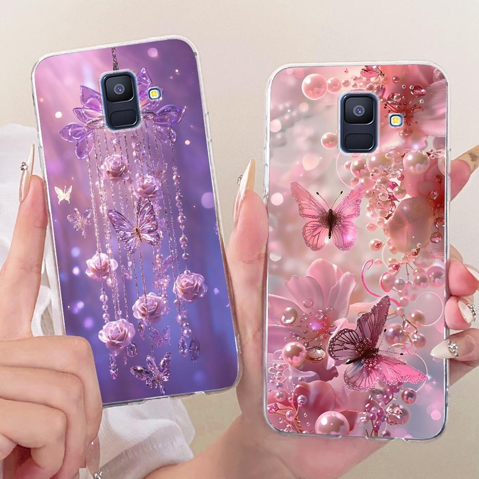 For Samsung Galaxy A6 2018 Case SM-A600F Luxury Butterfly Painted Cover Soft Silicone Shell For Samsung A6 Plus A6+ A605F Fundas