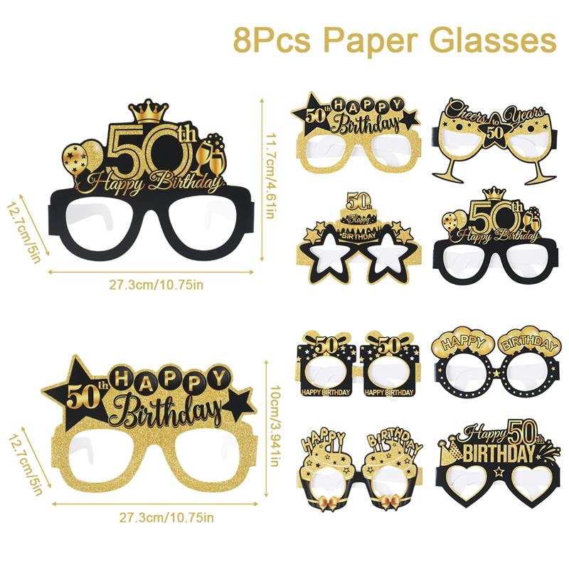 50th Black Gold Birthday Disposable Tableware Paper Plate Towels 50 Birthday Party Decoration 50th Birthday Birthday Anniversary