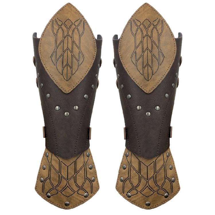 Панк- наручи для взрослых, косплей, вечеринки, винтажные средневековые наручи, регулируемые доспехи, браслеты, маскарадные костюмы, декор для рук светло-коричневого