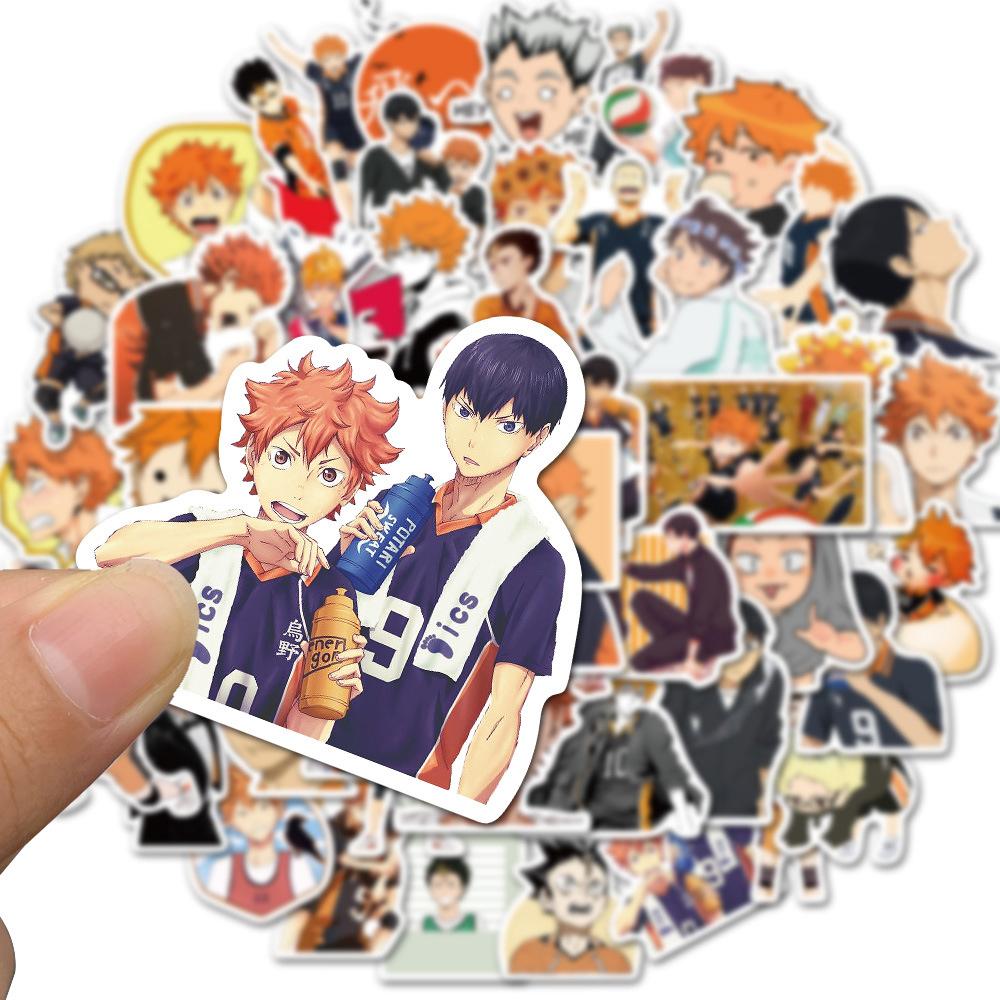 50pcs Cartoon Anime Haikyuu!! Stickers Decals Skateboard Laptop Suitcase Phone Diary Funny Waterproof Sticker for Kids Toys
