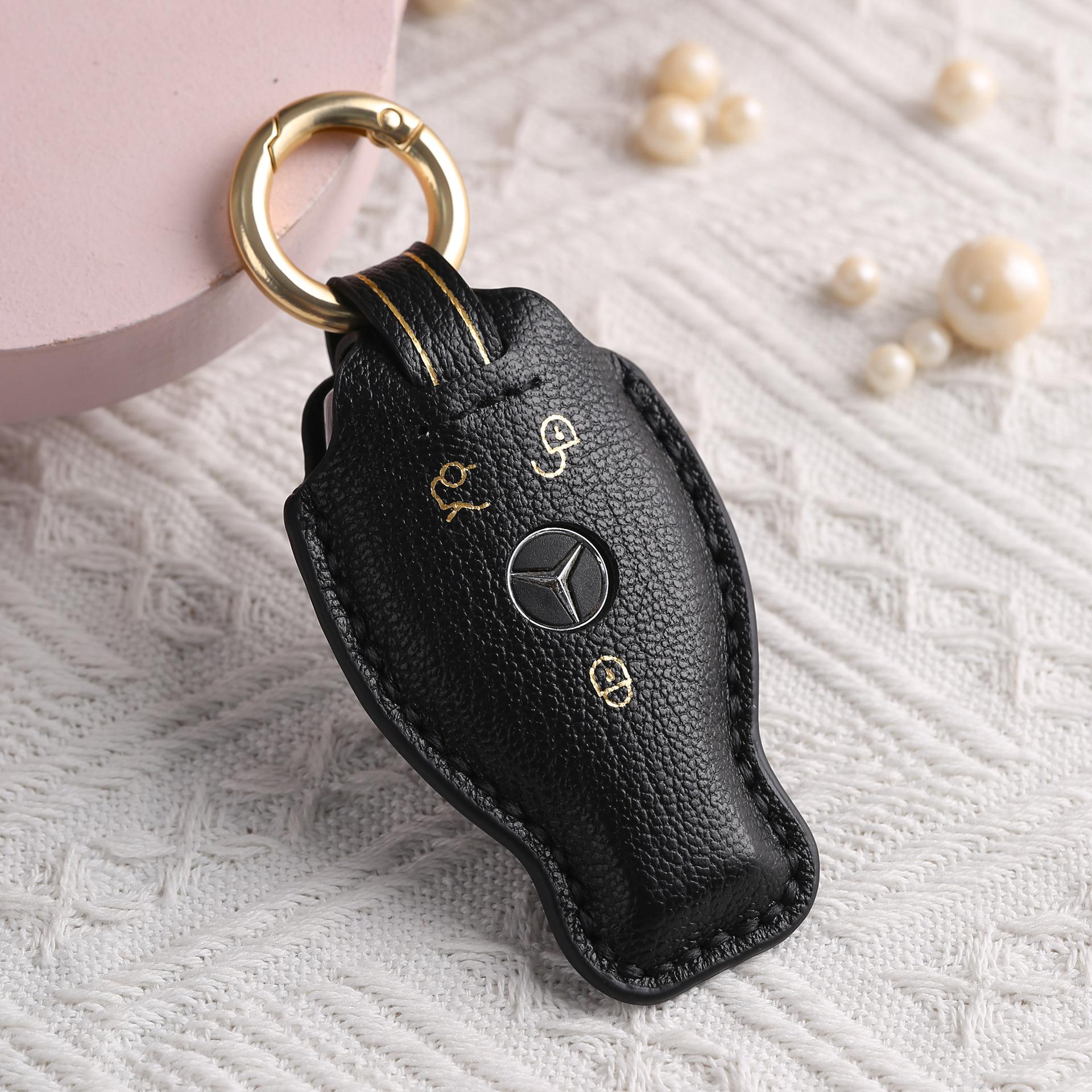 

Customized leather key cover is suitable for old Mercedes-Benz E300L key protective cover cowhide pure handmade high-end