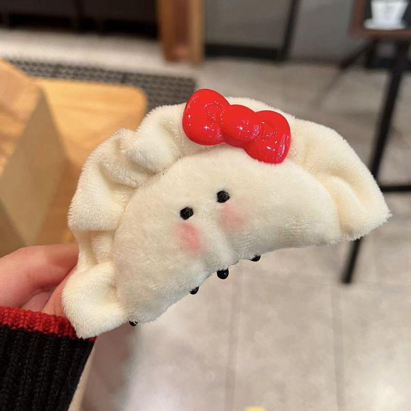 1pc Cute and Cute Powder Blusher Dumplings Hair Clip with Bow Tie On the Back of the Head