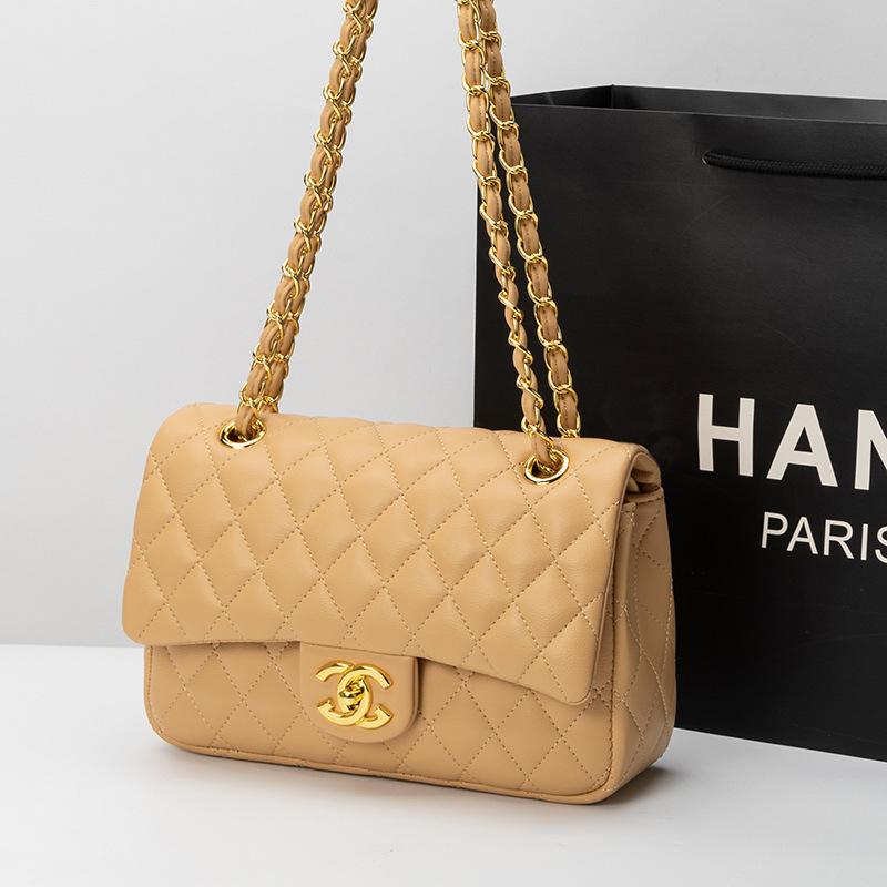 Classic diamond versatile leather messenger bag bag, high-end textured women's bag