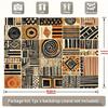 2D Flat Print African Tribal Tapestry with Geometric Patchwork, Black Orange Beige Mud Cloth Design