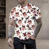 Men Plus Size Round Neck Short Sleeve T Shirt Christmas Teddy Bear Printed White Pullover