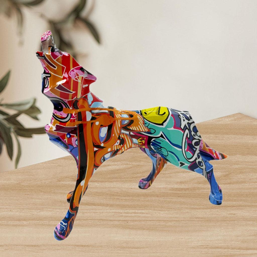 Wolf Statue Wear Resistant Housewarming Gift Artwork Home Decoration Keepsake Desk Ornament for Patio Bedroom Shelf Porch Indoor