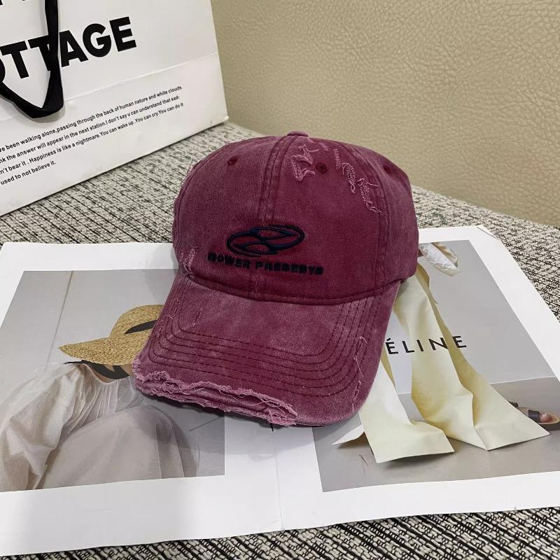 Meimeier Men's Streetwear Distressed Denim Baseball Cap - Women's Korean Style Couple Trendy Brand Letter Embroidery