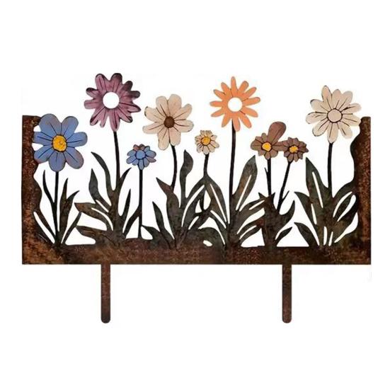 Rostige Blumenbeet-Stange Dekoration Wetterfest Innen Außen Hof Rasen Terrasse Weg Metall Blumen-Silhouette Schild Stange Ornament