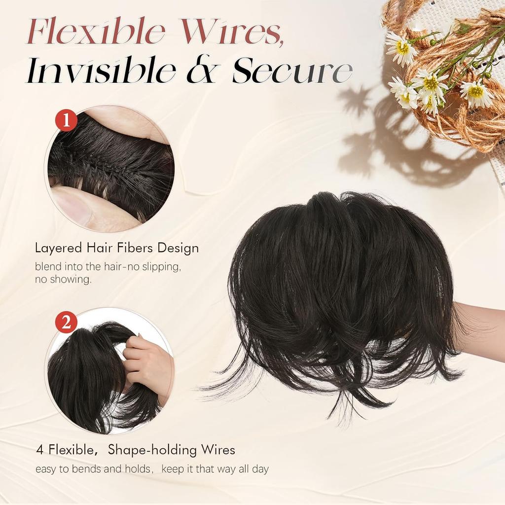 Grampo de Garra Coque Pães de Cabelo Peça de Cabelo Extensão de Rabo de Cavalo Curto Peça de Cabelo Sintético Fofo Liso para Mulheres