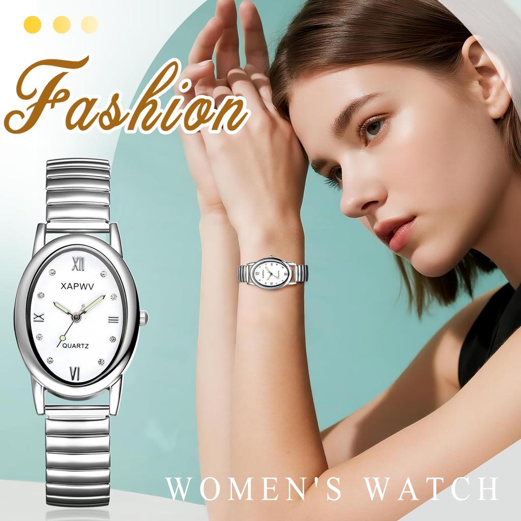Silver Watch with Accordion Stylish Analog One Size Fits Stainless Steel Quartz Fashion Accessory Perfect Gift for Day Women's Strap, Waterproof