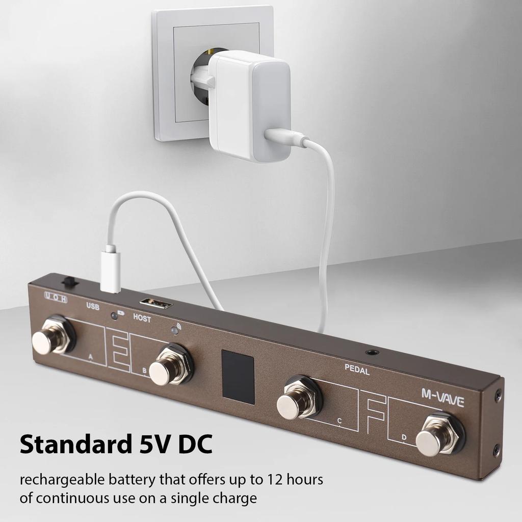 BT MIDI Pedal Controller M-VAVE Wireless MIDI Controller Intelligent APP Controls Digital Display Screen Rechargeable