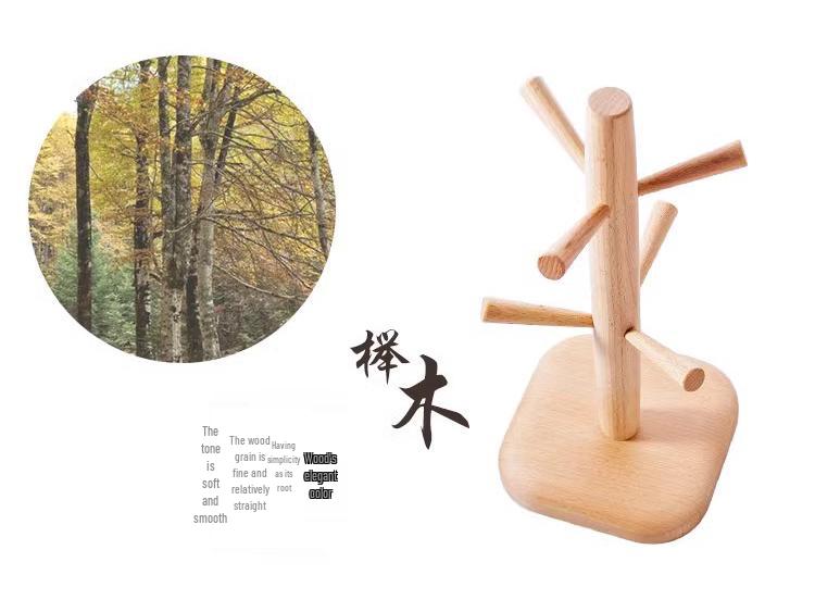 Japanischer Holz-Teetassenhalter: Kreativer Überkopf-Abtropfständer zur Aufbewahrung von Tassen