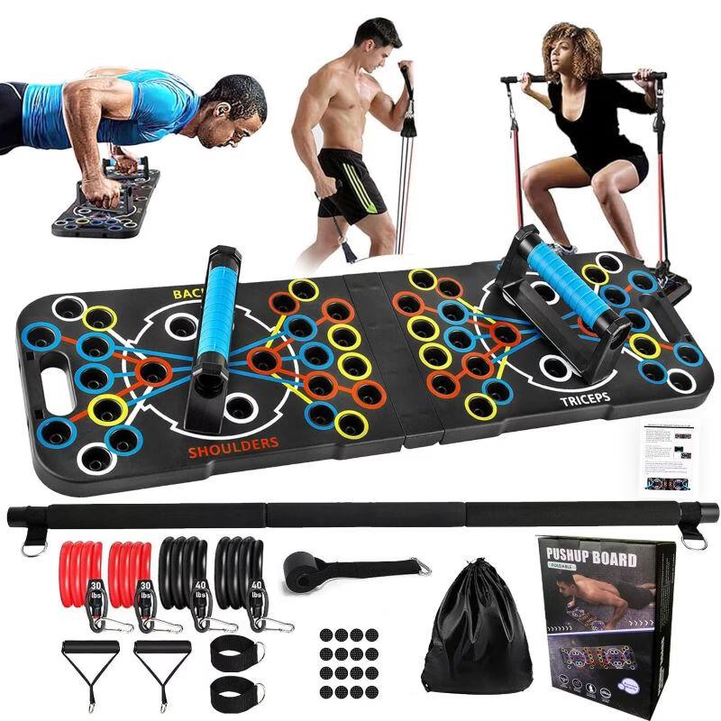 Multifunctional Push-Up Board & Ab Wheel Fitness Set with Pilates Bar