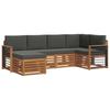 Corner Sofa Set 6 Pcs Natural and Anthracite Solid Acacia Wood