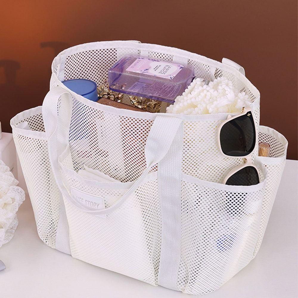 Internal Compartments Mesh Beach Bag Multi Functional Pockets Mesh Shower Bag  Pool Use