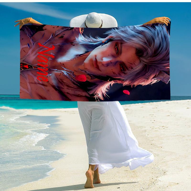 Custom Name Ultra-Soft Beach Towel with Love and Deepspace Theme,Ideal for Pool - Camping, Diving - Perfect Travel Essential, Vibrant Beach Towel.