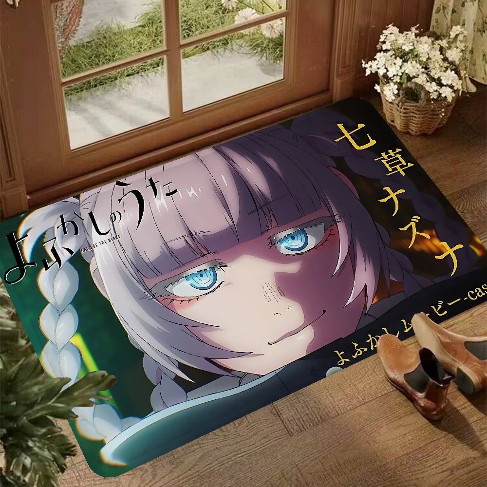 Call Night Nanakusa Nazuna Door Mat Washable Non-Slip Living Room Sofa Chairs Area Mat Kitchen Doormat Area Rug