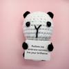 Mini Cute Positive Energy Bear Hug Pocket Dolls Handmade Wool Animal Knitting Desktop Ornaments Christams Gift Home Room Decor