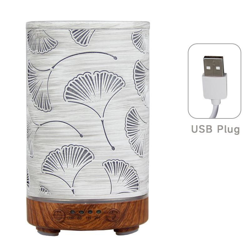 Desktop Decorative Light Ginkgo Leaf Atmosphere Night Light Timed Aroma Diffuser Ultrasonic Air Humidifier with Auto Shut-off