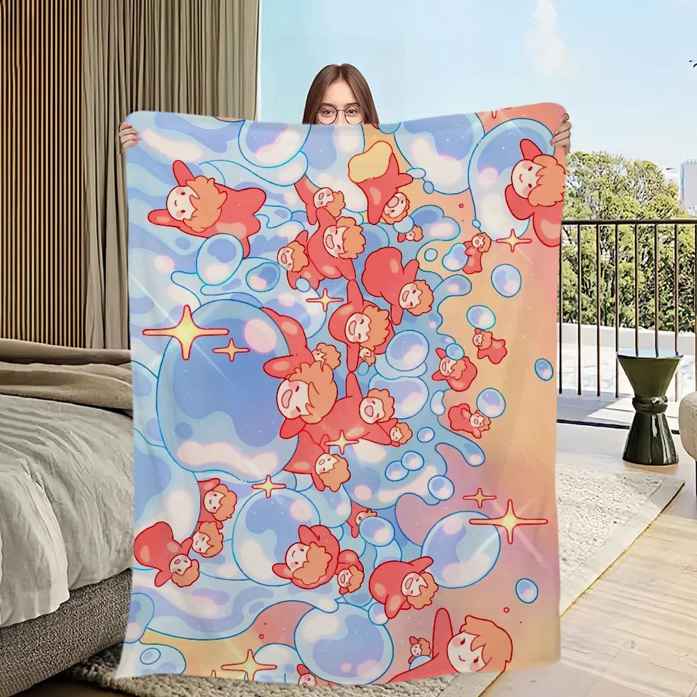 

Ponyo Cartoon Flannel Throw Blanket Soft Plush Warm Comfort for Sofa Bedroom Travel Gift Home Textiles 75cmx90cm