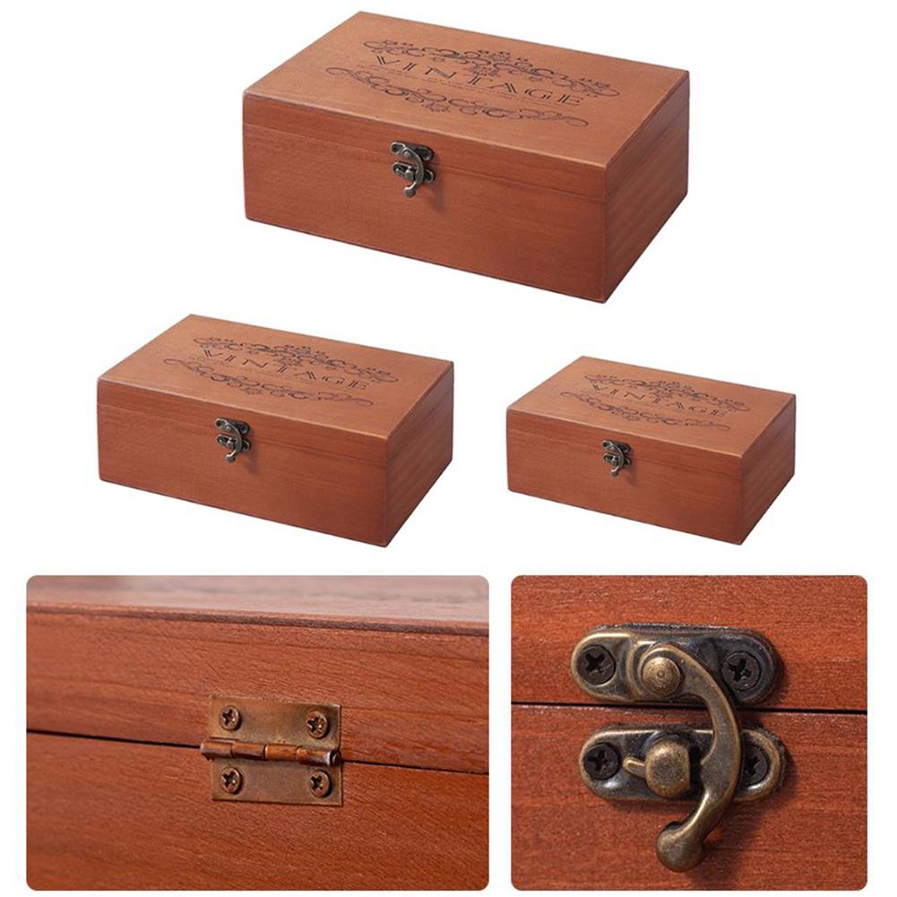 Retro Wooden Treasure Chest with Lock Storage Solution for Letters Keepsakes Jewelry and Small Valuables at Home