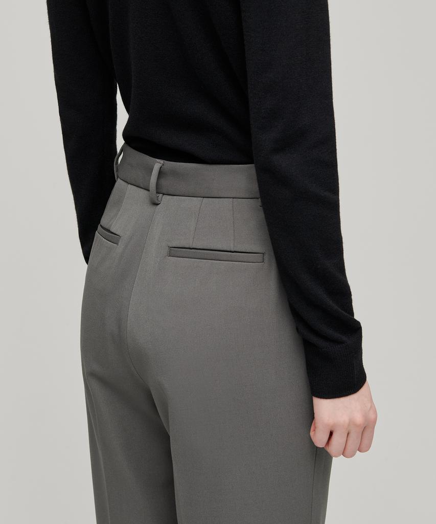 MUSINSA STANDARD WOMAN Women'S Heavyweight Fleece-Lined Loose Tapered Hidden Elastic Waist Slacks [Warm Gray]