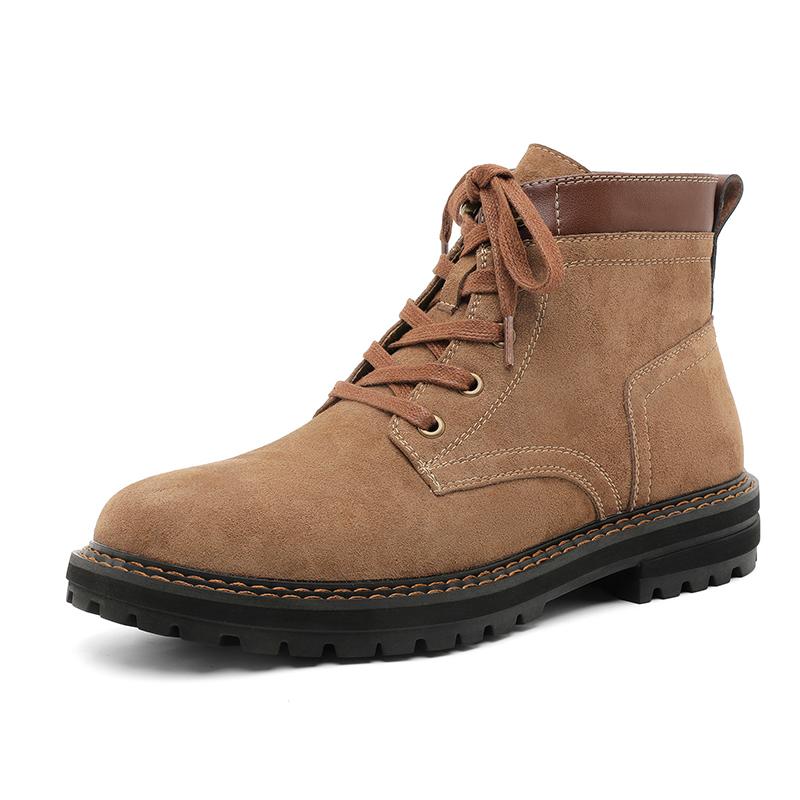 Fashion Four Seasons Men Suede Leather Boots Outdoor Casual Hiking Boots Fashion Thick Bottom Ankle Boots Anti-slip Man Motorcycle Botas