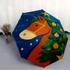 1pc Christmas Horse Automatic Folding Umbrella, 8-Rib Durable Iron Frame, Compact Travel Umbrella for Women & Men 126